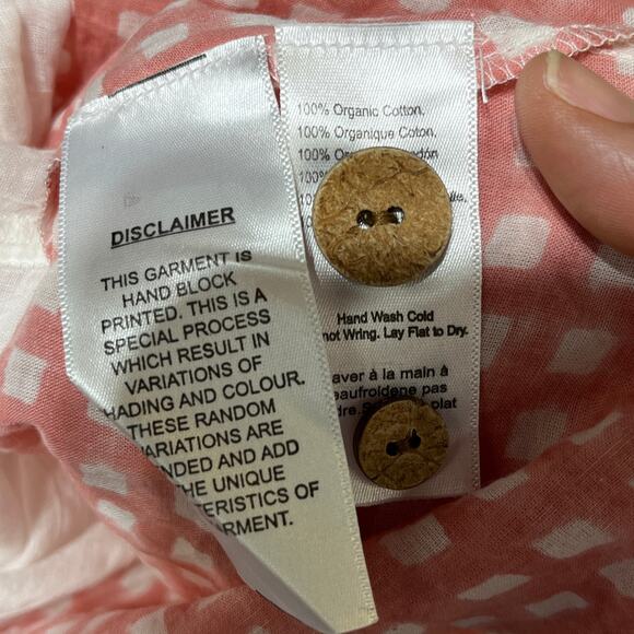 Emerson Fry Laurent Women's Blouse Pink Gingham Organic Cotton Peasant Top Small - Picture 6 of 8